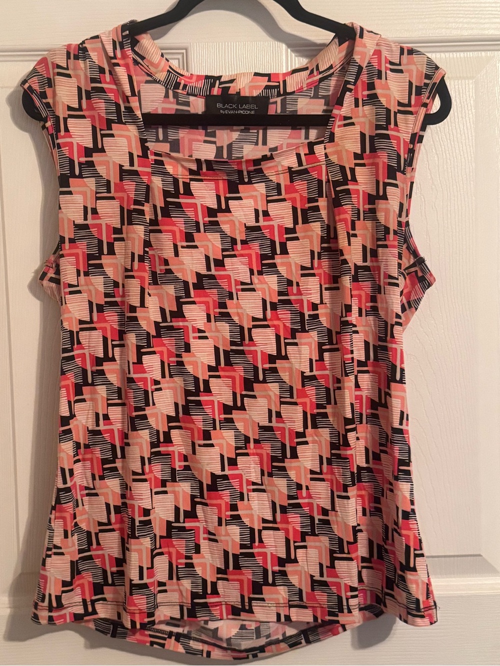 Evan Picone Black, Pink and Cream Geometric Tank Top
